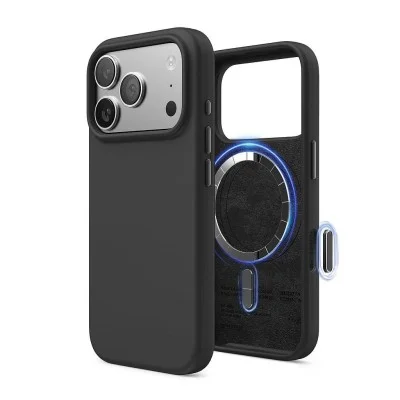 Elago iPhone 17 Pro Magnetic Silicone Case (Camera Control Key Included) _ Black
